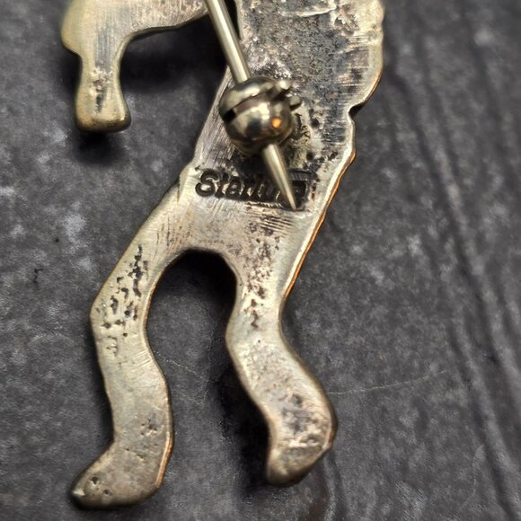 Vintage Sterling Silver Kokopelli Brooch & Inlaid Turquoise Pendant JJ4153 - Picture 6 of 11